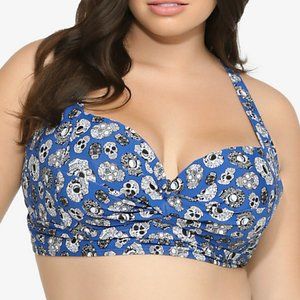 SKULL PRINT NATURAL SUPPORT BIKINI TOP